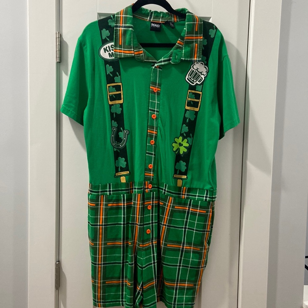 St. Patrick's Day Medium adult romper Short Romper kiss me large Mad Engine